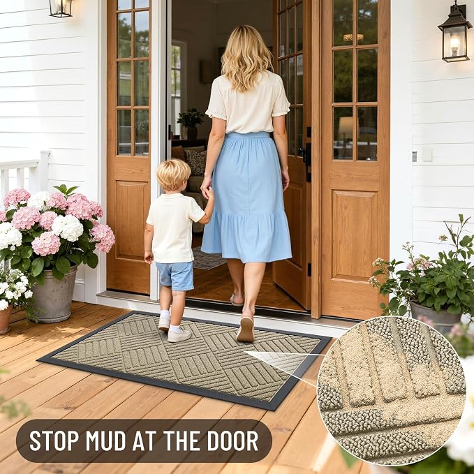 OLANLY Front Door Mat Outside Entrance 33x21, Heavy Duty Sturdy Natural Rubber - Image 6
