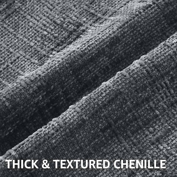 decorUhome Dark Grey Chenille Throw Pillow Covers 12x20 Set of 2 Textured Soft - Image 2