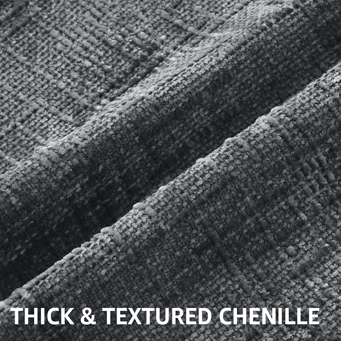 decorUhome Dark Grey Chenille Euro Sham Throw Pillow Covers 26x26 Set of 2 - Image 2