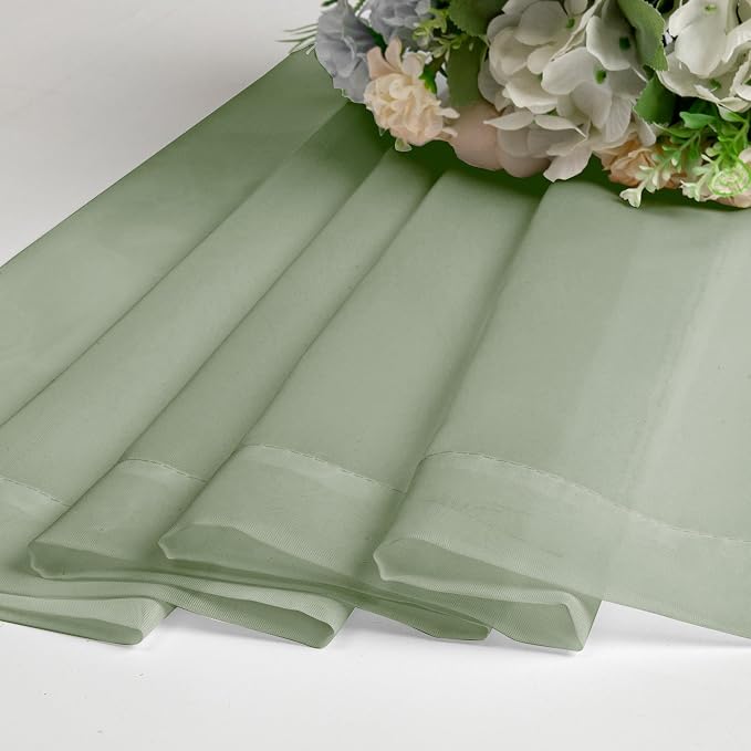 Chyhomenyc Sage Green Sheer Curtains 63 Inch Length 2 Panels, Light Filtering - Image 9