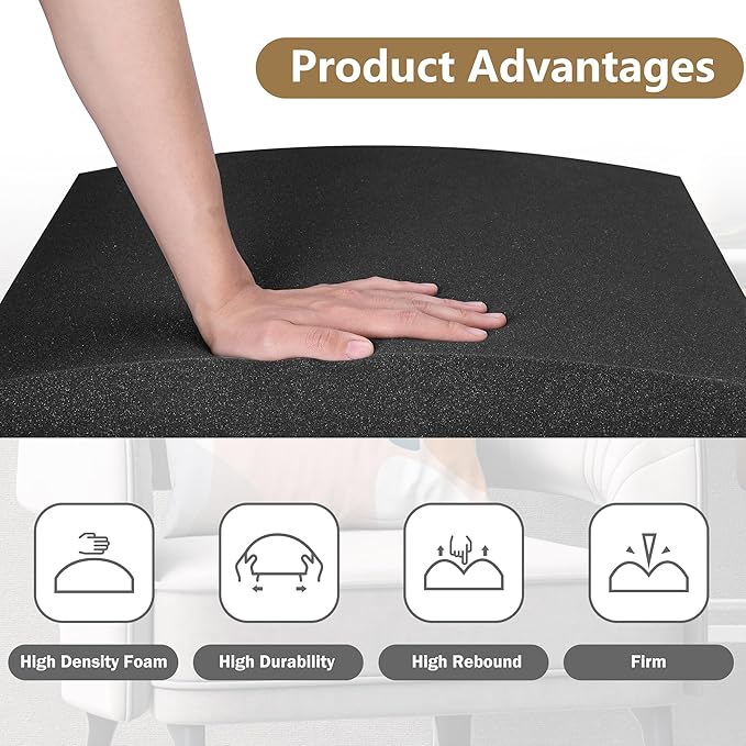 moonoom 22"x22" Couch Cushion Support, Black Sofa Cushion Sagging Repair, Curved High Density Foam Replacement for Furniture Sagging Seat Sectional Loveseat Chair (2 Pcs)