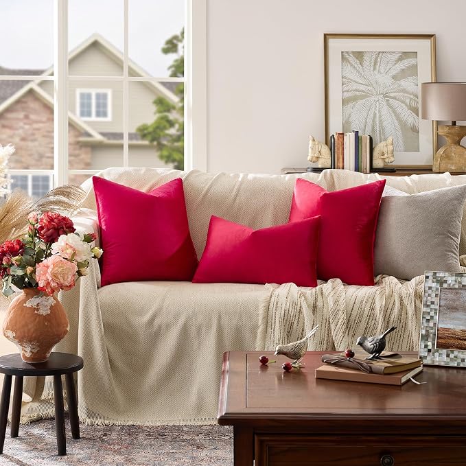 GIGIZAZA Red Velvet 12x20 Decorative Throw Pillow Covers - Image 2