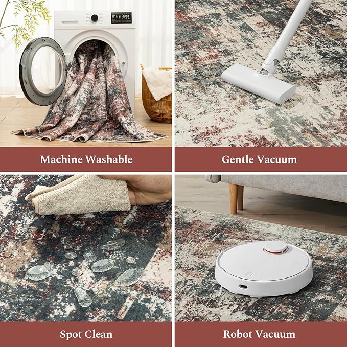 Rugflix 5x7 Area Rugs for Living Room, Washable Large Rug Stain-Resistant Low - Image 4