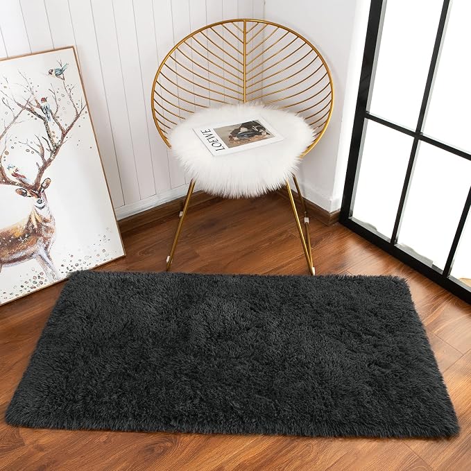 Chicrug Soft Runner Rug for Bedroom Living Room Plush Fluffy Rug 2x3 Feet - Image 4