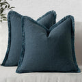 MIULEE Decorative Throw Pillow Covers Neutral Linen Fringe Throw Pillows Euro by MIULEE