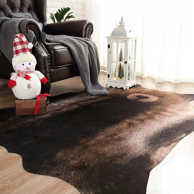 AROGAN Premium Bear Print Rug 4.6x5.2 Feet, Machine Washable Faux Fur Rug - Image 4
