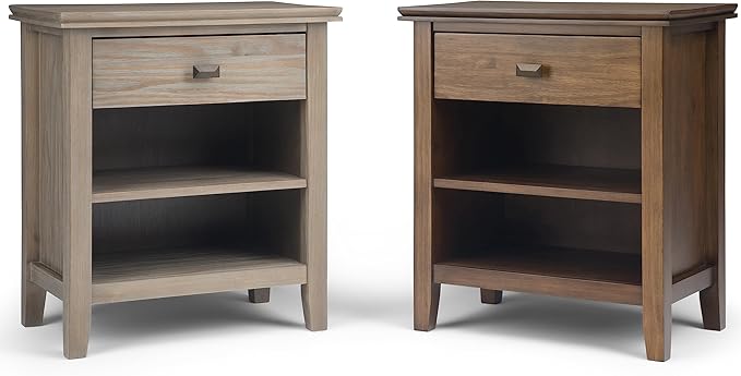 SIMPLIHOME Artisan SOLID WOOD 24 inch Wide Transitional Bedside Nightstand Table in Rustic Natural Aged Brown for the Living Room and Bedroom