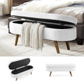 NicBex Ottoman Bench with Storage for Bedroom, 43.5" Upholstered End of Bed Bench with Rubber Wood Legs, Linen Storage Bench for Living Room or Entryway,