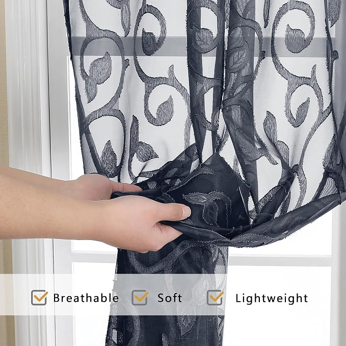 OWENIE Furman Sheer Curtains 54 Inch Length 2 Panels Set - Image 5