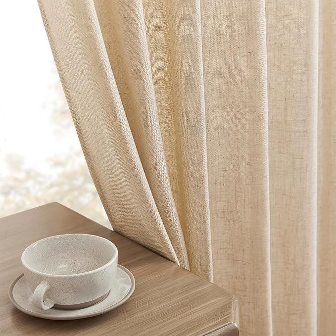 Joydeco Linen Curtains 90 Inch Length 2 Panel Sets, Light Filtering Curtains - Image 7