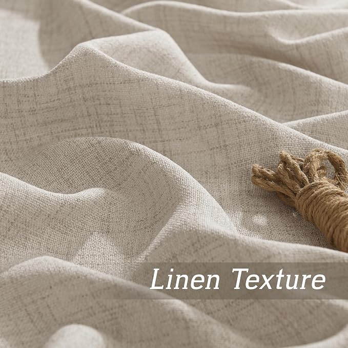RYB HOME Natural Beige Linen Sheer Curtains 63 inches Long - Image 4