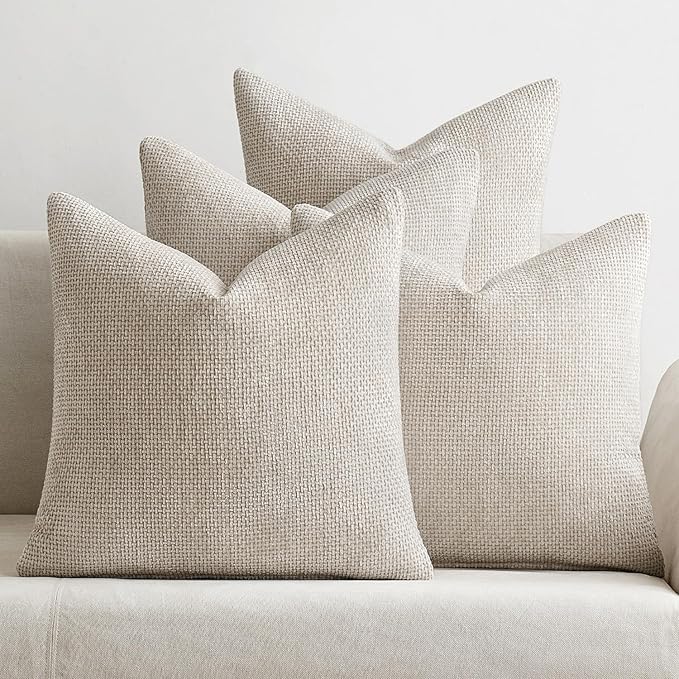 MIULEE Pack of 4 Couch Throw Pillow Covers 20x20 Inch Cream Soft Decorative by MIULEE