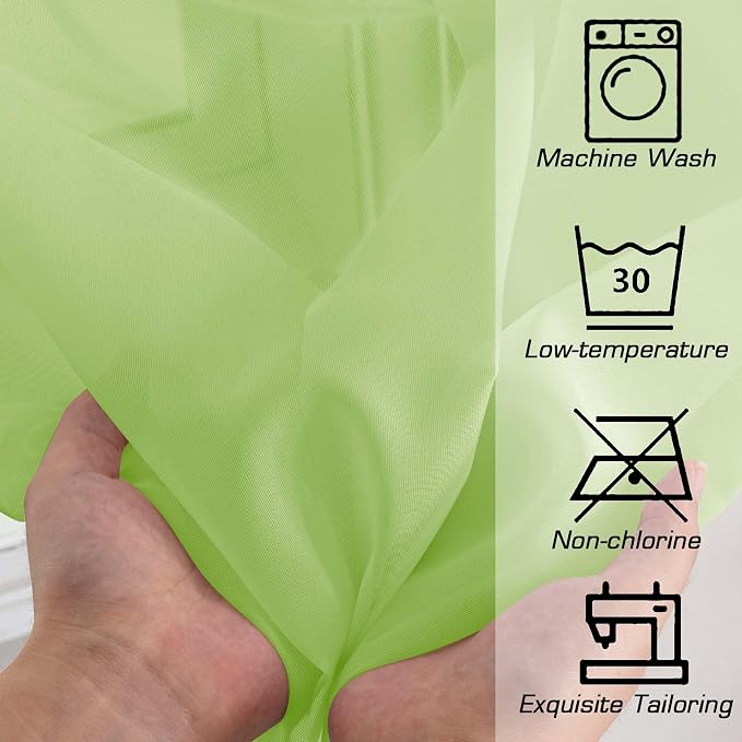 OWENIE Sheer Lime Curtains for Bedroom Living Room 78 Inches Long 2 Panels Set - Image 5