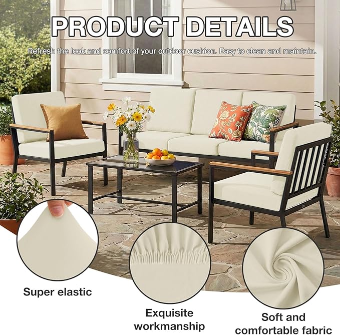hyha 14Pcs Patio Cushion Covers, Stretch Outdoor Couch Cushion Covers - Image 3