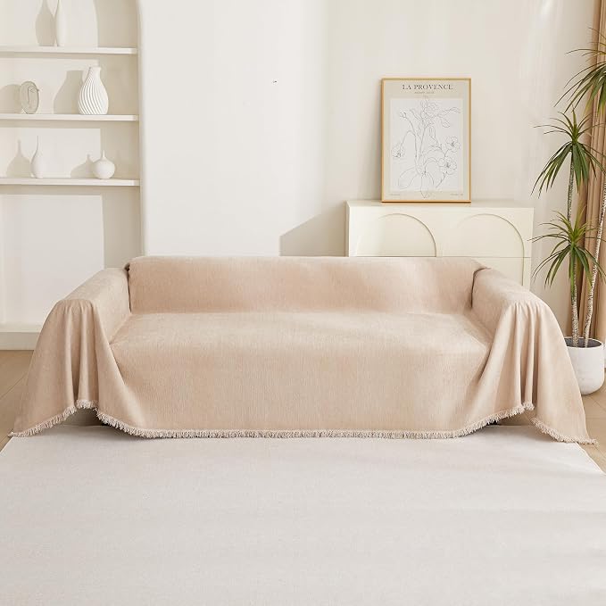 MYSKY HOME Dog Sofa Covers Khaki L-Shaped Sofa Slipcovers, Loveseat Couch - Image 8