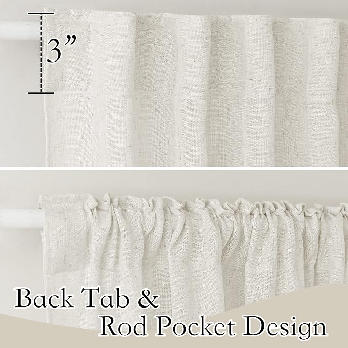 RYB HOME Linen Sheer Curtains for Bedroom, Sunlight Filtering Nature Airy - Image 2