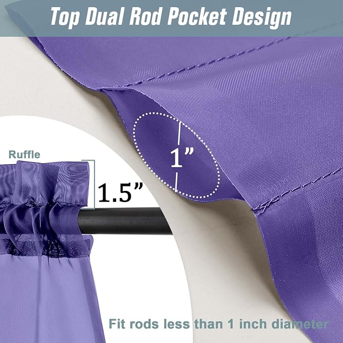 Purple Sheer Curtains for Window 96 Inches Long 2 Panels Set, Soft Airy Light - Image 3