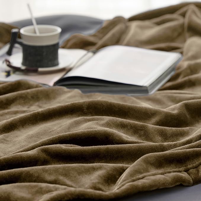 Bedsure GentleSoft Fleece Blankets Queen Size Camel - Image 5
