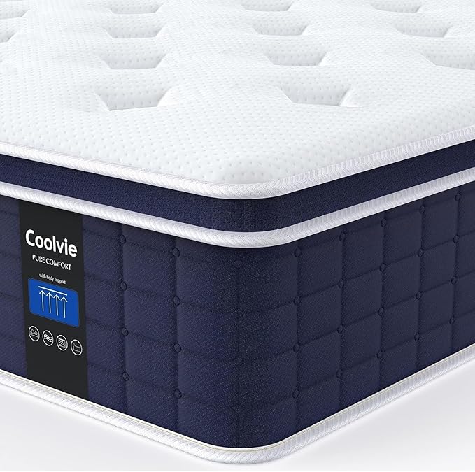 Coolvie 12 Inch Hybrid Twin XL Mattress -Firm Feel -Support Foam with Strong Pocket Springs - Extra Lumbar&Shoulder Support for Back&Stomach Sleepers, CertiPUR-US® Certified Foam,XL Long Size