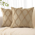 decorUhome Throw Pillow Covers 24x24 Inch Set of 2, Soft Plush Faux Fur Wool Khaki Couch Pillow Covers, Decorative Neutral Pillow Cases for Bed Sofa Living Room Home Decor