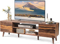 WLIVE TV Stand for 65 70 inch TV, Mid Century Modern TV Console, Entertainment Center with Storage for Living Room, Retro Brown