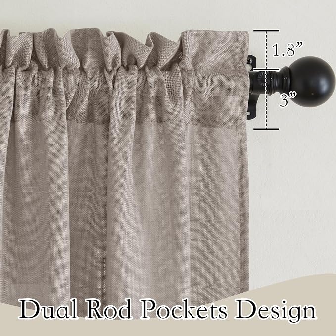 RYB HOME Linen Blend Swag Curtain Valance - Image 2