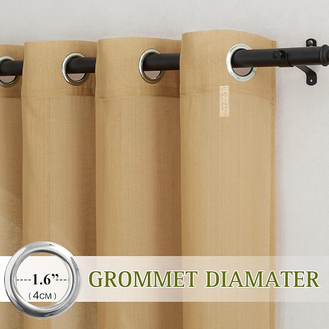 NICETOWN Linen Blend Flax Sheer Window Curtains & Drapes, Grommet Semi Sheer - Image 3