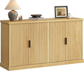 VASAGLE MAXE Collection - Buffet Cabinet, Console Cabinet, Sideboard with Adjustable Shelves, Fluted Doors, Transitional, Kitchen Pantry, Oak Beige UBBK382Y01S
