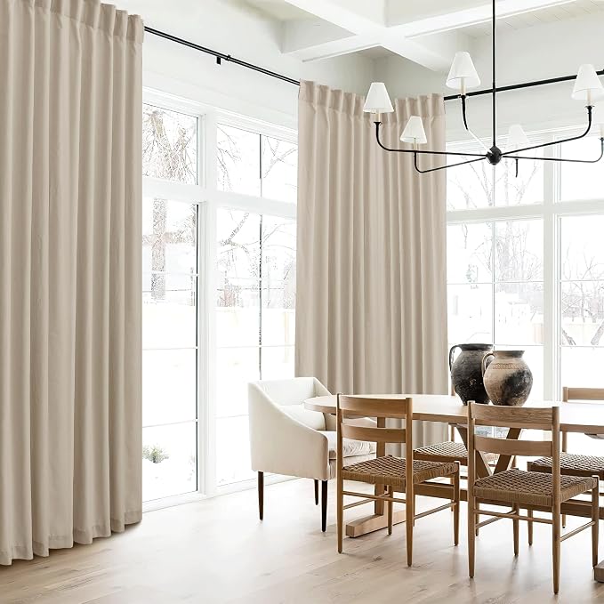 RYB HOME Linen Sheer Curtains 120 inches Long, Room Divider Curtains - Image 4