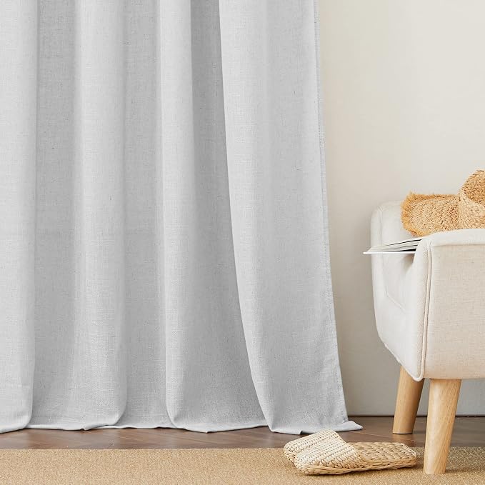 RYB HOME Linen Sheer Curtains for Living Room Privacy Semi Sheer Window Drapes - Image 6