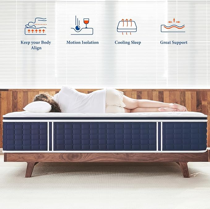 Coolvie Twin Mattress 14 Inch, Hybrid Twin Bed Mattress in a Box, 4 Layer Premium Foam with Pocket Springs for Motion Isolation and Pressure Relieving, Medium Firm Feel, 100-Night Trial