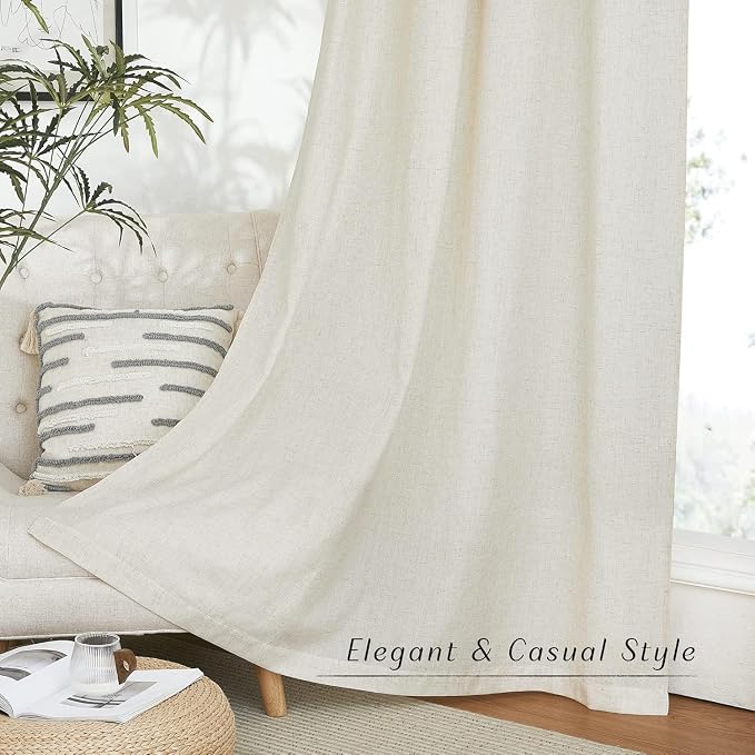 NICETOWN Natural Linen Cafe Curtains 45 inch Length, Thick Flax Linen Window - Image 5