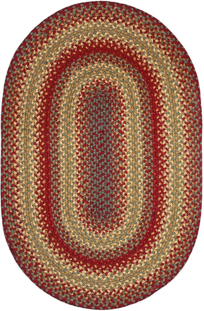 Cider Barn Cranberry Red Braided Oval Area Rugs, Jute, 5x8' - Perfect Country Rustic Decor for Living Room, Dining Room, Everywhere