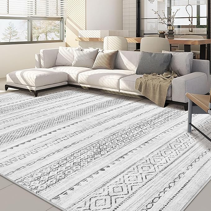 Nakagishi Area Rug Living Room Rugs: 12X15 Machine Washable Boho Large Neutral by NakagishiAreaRug