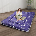Japanese Floor Mattress,4" Thicken Japanese Floor Sleeping Pad Foldable,Futon Mattress Suitable for Camping and Guest Room (Blue, Twin (80" x 36"))