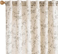 Lazzzy Farmhouse Linen Curtains Extra Long Gray Floral Curtains 108 Inch Long by Lazzzy