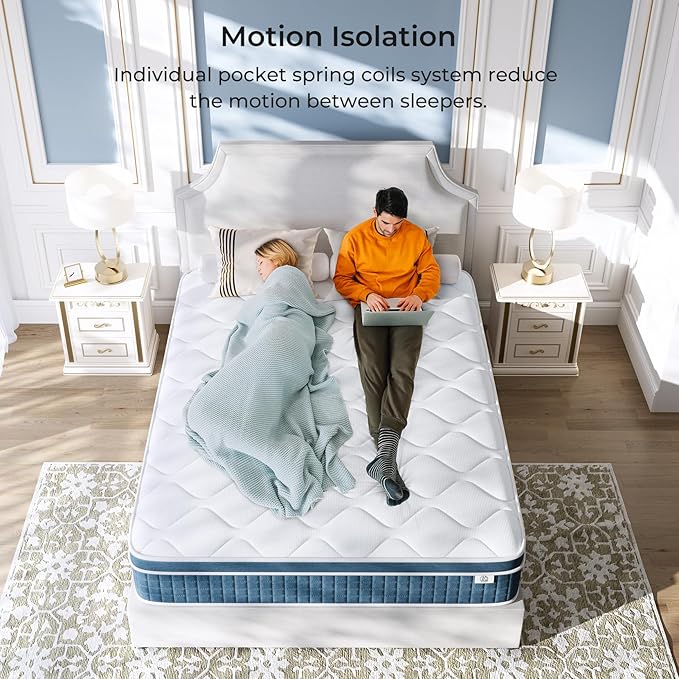Full Size Mattress 10 Inch, Hybrid Full Mattress in a Box, Full Bed Mattress with Individual Pocket Springs and Pressure-Relieving Memory Foam, Breathable, Medium Firm Mattress 75"x54"x10"