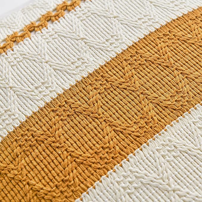 Fancy Homi Set of 1 Mustard Yellow Fall Lumbar Decorative Throw Pillow Cover - Image 4