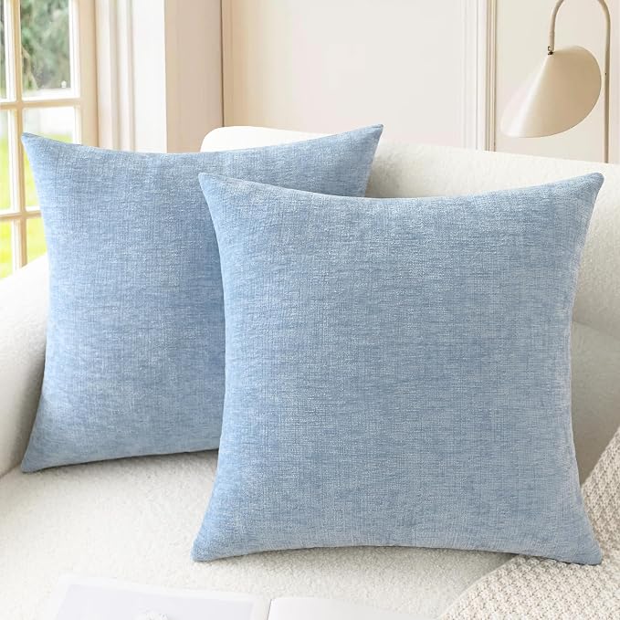 CaliTime Throw Pillow Covers Decorative 22 X 22 Inches Pack of 2 Cozy Chenille by CaliTime