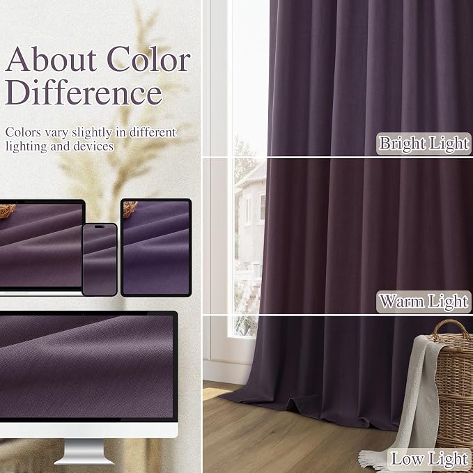 Guken 100% Blackout Curtains 96 Inch Length 2 Panels Set - Image 7