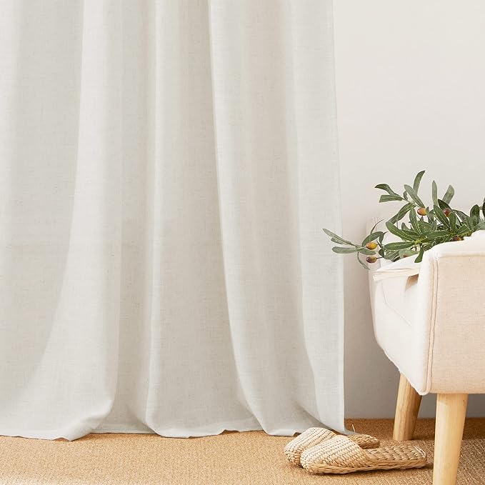 RYB HOME Bathroom Linen Blend Curtains - Image 4