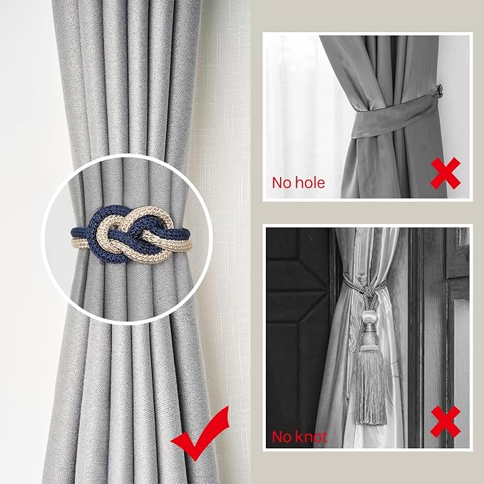 NICEEC 2 Pack Mini Magnetic Curtain Tiebacks Nordic Simple Style Drape Tie - Image 2