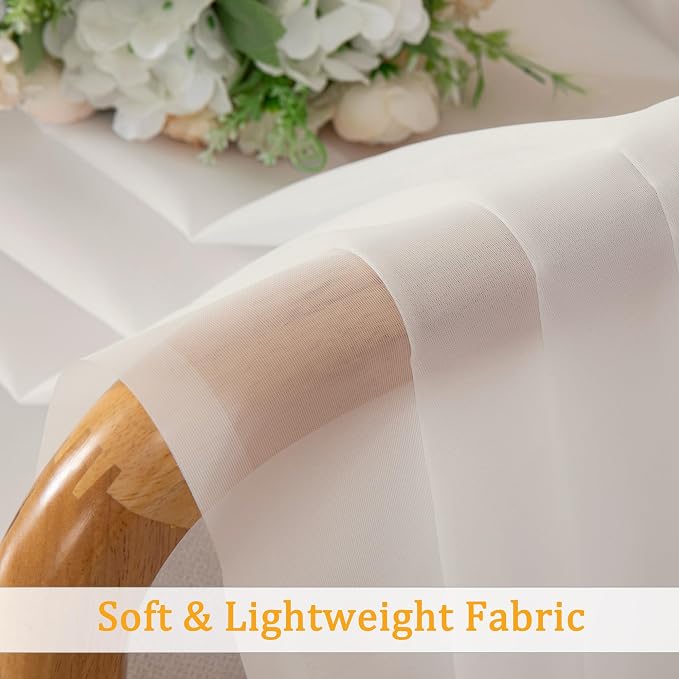 Gwine Ivory Valances for Windows, Small Light Filtering Rod Pocket Cafe Valance - Image 8