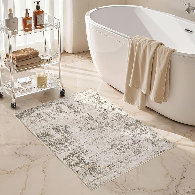 UERMEI 2x3 Entryway Area Rug: Washable Neutral Modern Abstract Small Rug - Image 8