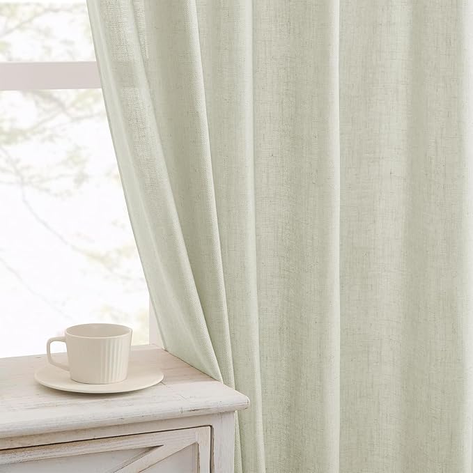 Joydeco Linen Curtains 84 Inch Length 2 Panel Sets, Light Filtering Curtains by JOYDECO