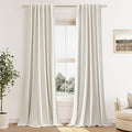 Guken Cream 100% Blackout Linen Curtains 42 Inch Wide by 108 Inch by Guken