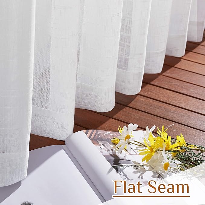 NICETOWN White Semi Sheer Linen Curtains - Image 7