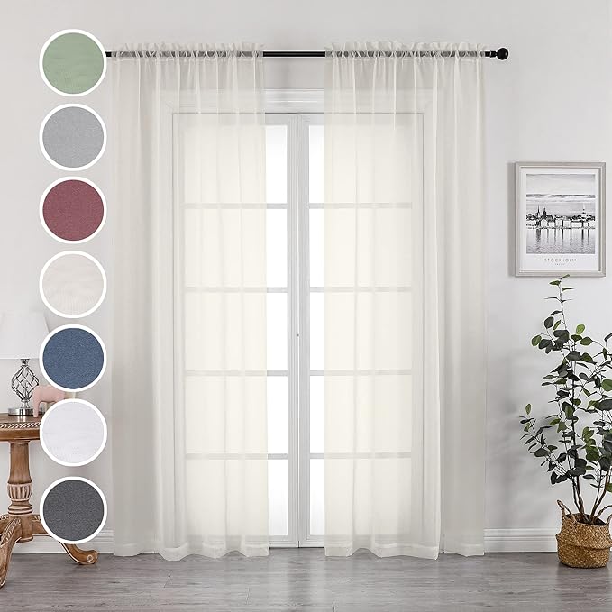 OWENIE Sheer Curtains 96 Inch Length, Elegant Sheer Curtains by OWENIE