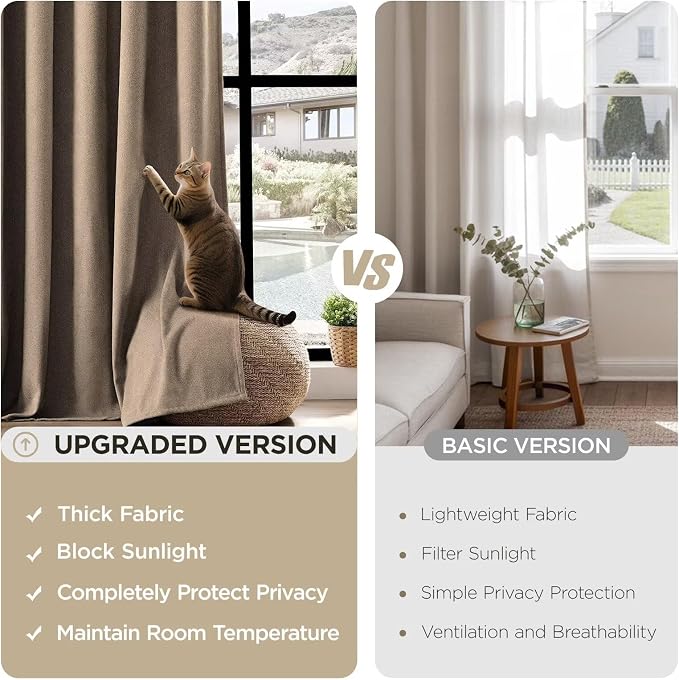 Joydeco Thick Linen Pinch Pleated Curtains 84 Inch Long 2 Panel Set - Image 4