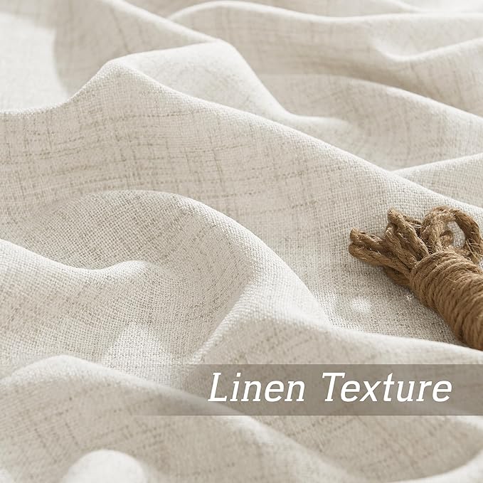 RYB HOME Living Room and Bedroom Curtains and Drapes Linen Sheer, Light - Image 4